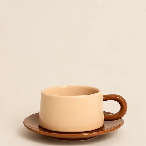 Set Taza + Plato Bicolor en Verde - Decoración, Uruguay | Cabana