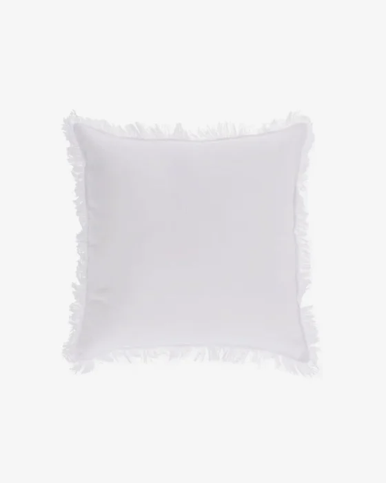 Almohadón Almira algodón y lino flecos beige 45 x 45 cm - blanco 45 x 45 cm en Blanco - Textiles, Uruguay | Kavehome