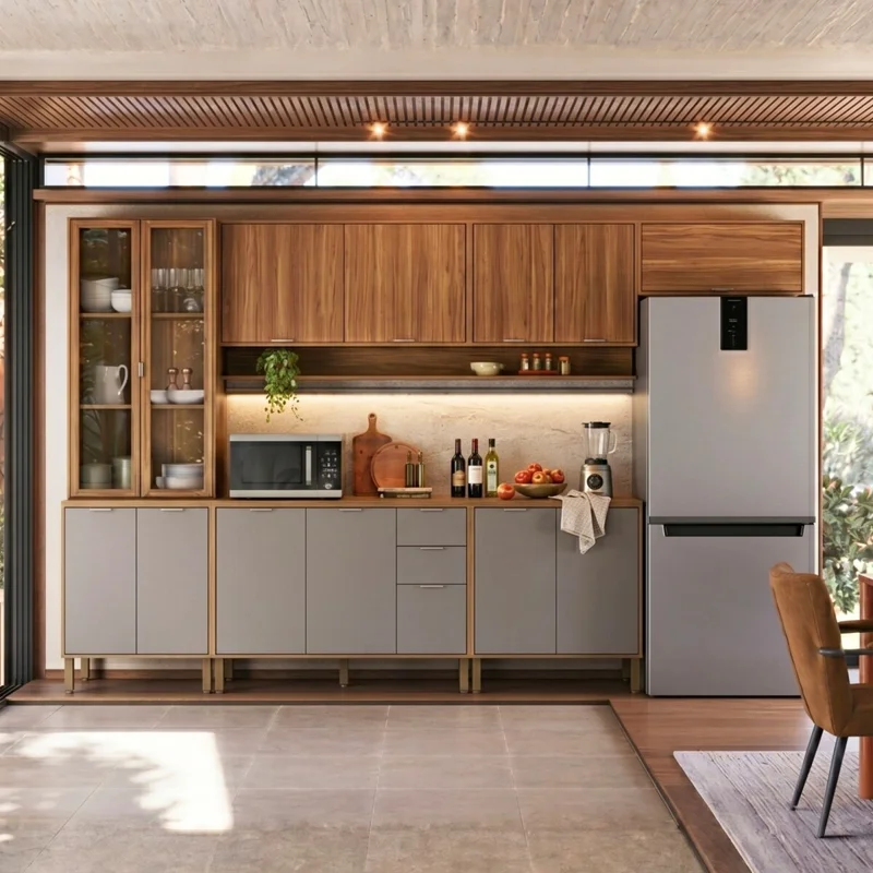 Armario Cocina Cristalero Color - Gris en Madera natural - Aparadores y recibidores, Uruguay | Rústico Hogar, vista 3