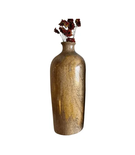 JARRON TRIBAL MADERA MANGO NATURAL en Madera natural - Jarrones, Uruguay | Masinfinito Casa