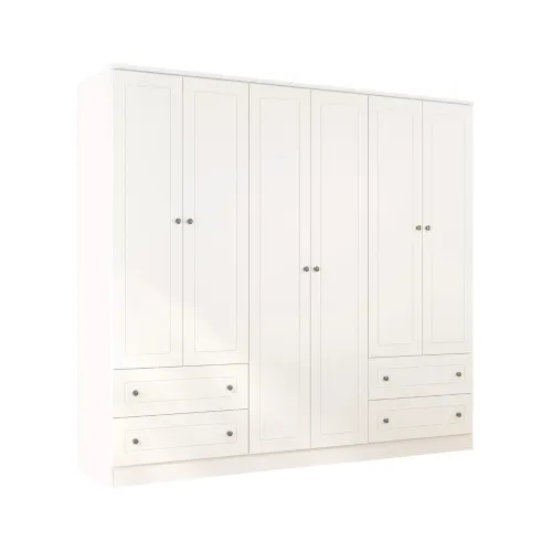 Ropero Americano 6 puertas - Blanco en Blanco - Roperos y placares, Uruguay | Nario Hogar