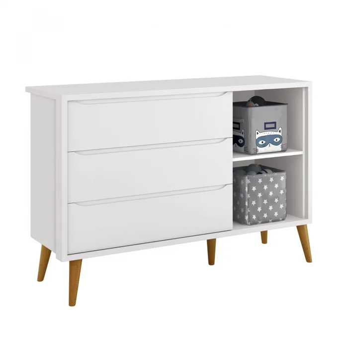 Cómoda 3 Cajones 1 Puerta Zapatera Infantil - Theo - Blanco en Blanco - Cómodas, Uruguay | Rústico Hogar, vista 3
