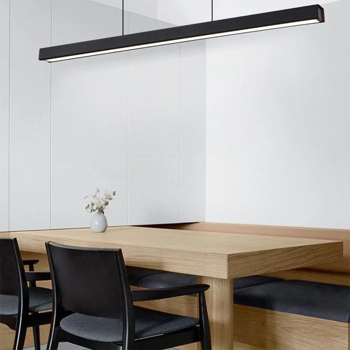 Luminaria Lineal LED 72W Negro Luz Cálida 240 cm en Negro - Lámparas colgantes, Uruguay | Serlux, vista 4