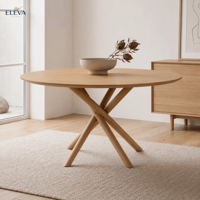 Mesa de comedor Redonda Rubi Madera Maciza en Madera natural - Mesas de comedor, Uruguay | Nario Hogar