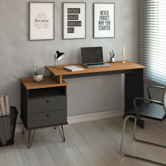 Escritorio Mdf-y-metal Negro Plus en NEGRO NATURAL - Escritorios y sillas de escritorio, Uruguay | Divino, vista 2