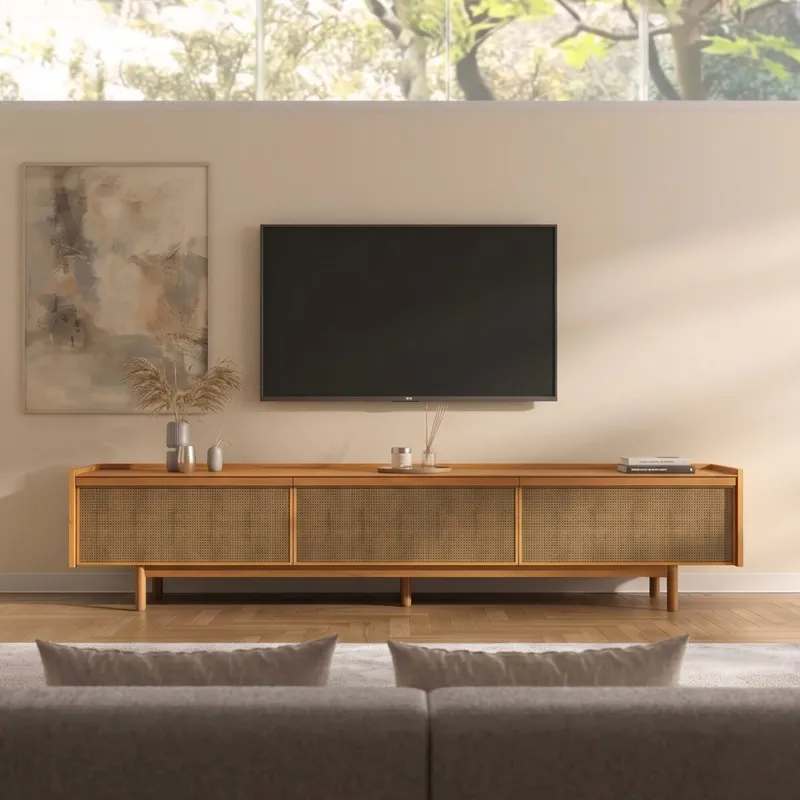 Rack para TV Dune 2.2 - Linea Manhattan - Blanco/Natural en Blanco - Muebles para TV, Uruguay | Rústico Hogar