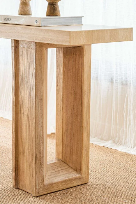MESA DE ARRIMO / CONSOLA TRAVERTINO - 1.80 MTS en Madera natural - Bibliotecas, Uruguay | La Iberica, vista 4
