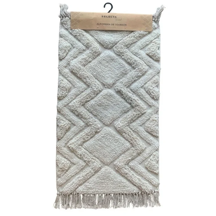 ALFOMBRA FLEECE C/FLECOS 50X80CM ZIGZAG en Beige - Alfombras, Uruguay | Decohogar