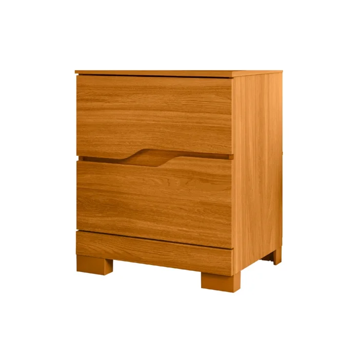 Mesa De Luz 2 Cajones Con Patas Moderna 100% Mdp en Madera natural - Mesas de luz, Uruguay | Soy Hogar