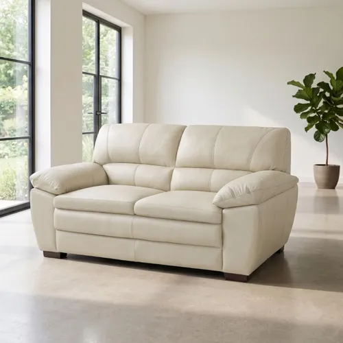 Sillón 100% Cuero - 2 Cuerpos Premium - Arena en Beige - Sillones y sofás, Uruguay | Rústico Hogar