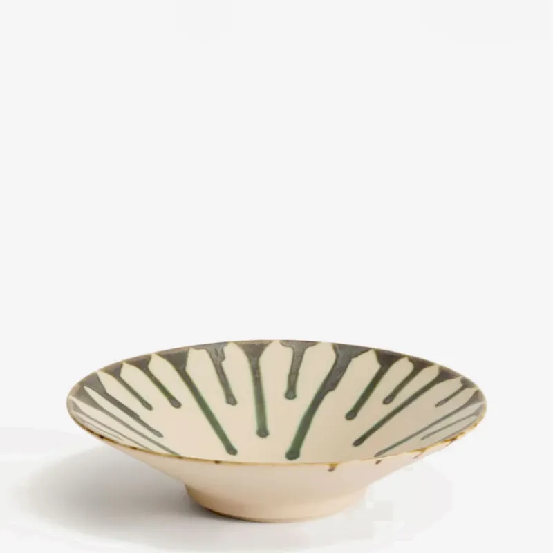 Centro de mesa Olmera de cerámica beige y verde Ø 36,5 cm en Beige - Jarrones, Uruguay | Kavehome