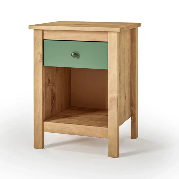 Mesa de Luz 1 Cajón 1 Nicho - Línea Maden - Verde en Madera natural - Mesas de luz, Uruguay | Ecowood, vista 2