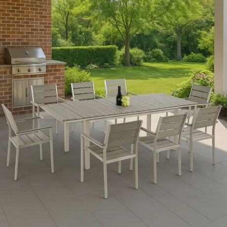 Mesa extensible Zestaw con 8 sillas en Gris - Muebles para el exterior, Uruguay | La Cueva Muebles, vista 8