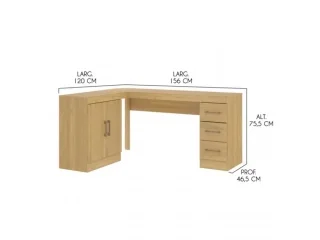 Escritorio en L 2 puertas 3 cajones Roble Dakar en Madera natural - Escritorios, Uruguay | Quesal, vista 2