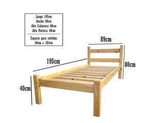 Cama 1 Plaza de Pino en Madera natural - Dormitorio, Uruguay | Que Sal Muebleria, vista 3