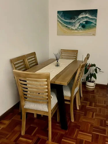 Juego Comedor Madera Maciza 160x90 Holandesa 6 Sillas Ozark A Eleccion en Madera natural - Mesas de comedor, Uruguay | Ozark Home, vista 5