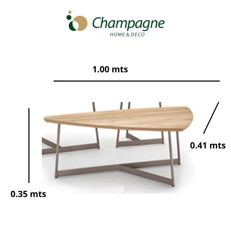 MESA CENTRO TRIANGULAR - BASE GRAFITO - MADERA ROBLE CLARO en Madera natural - Mesas de living, Uruguay | Champagne Home, vista 3