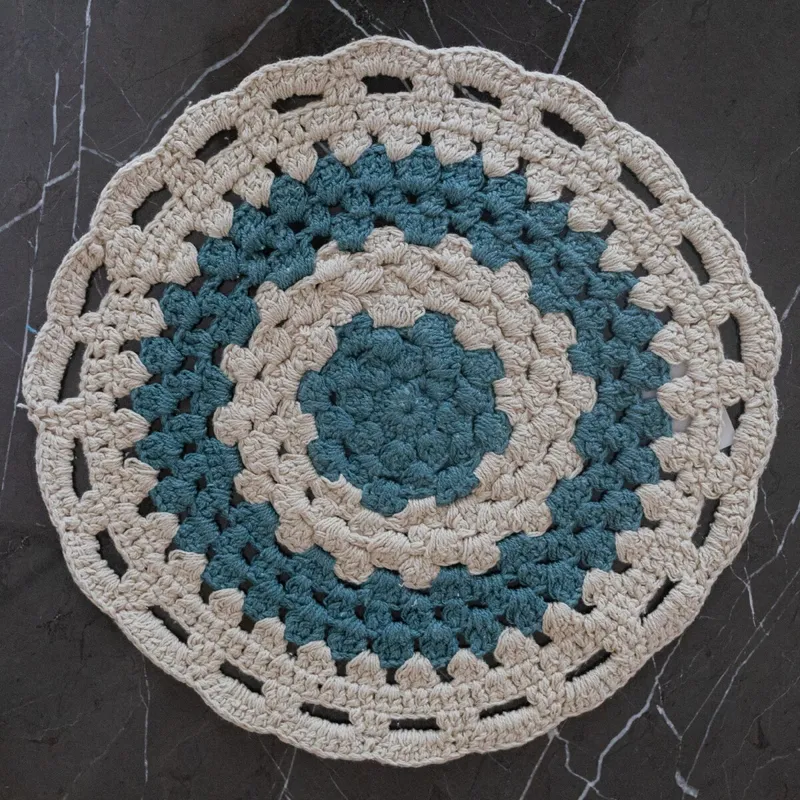 Individual tejido de algodón en Blanco, Verde - Textiles, Uruguay | Buho Store