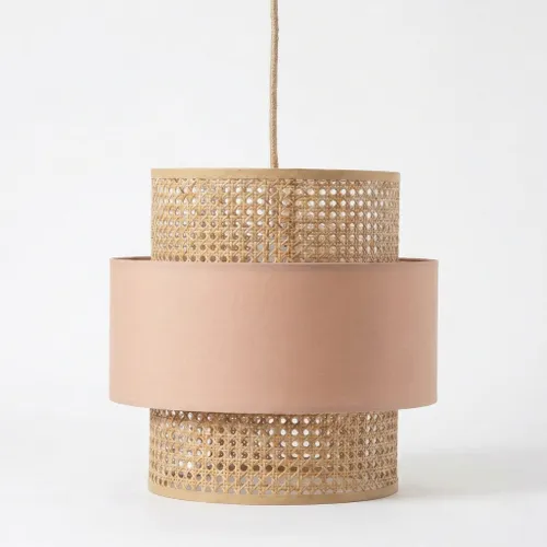 Colgante Nativo Duo Rose en Natural (fibra) y Rosa Viejo / Terracota suave (textil) - Lámparas colgantes, Uruguay | La Perla