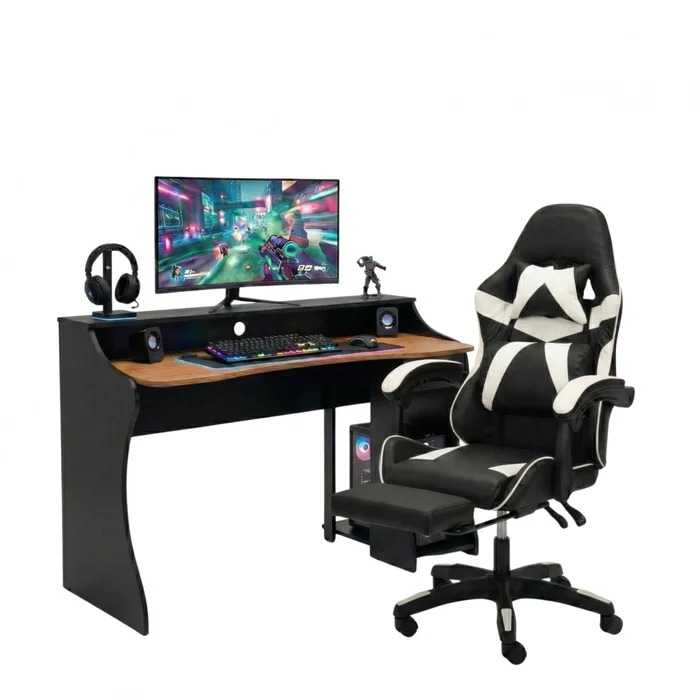 Combo Escritorio + Silla Gamer - Blanco en Multicolor - Escritorios y sillas de escritorio, Uruguay | Rústico Hogar