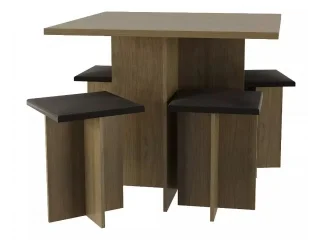 Conjunto de mesa y 4 banquetas Nogal/Negro en Negro - Mesas de comedor, Uruguay | Quesal, vista 6