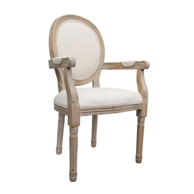Silla Luis XV con posabrazos en Beige - Sillas, Uruguay | La Cueva Muebles
