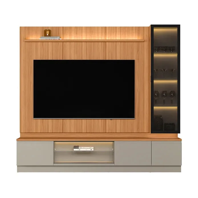 Conjunto Modular - Magnum 245CM - Cristalero Led en Madera natural - Muebles para TV, Uruguay | Balton, vista 9