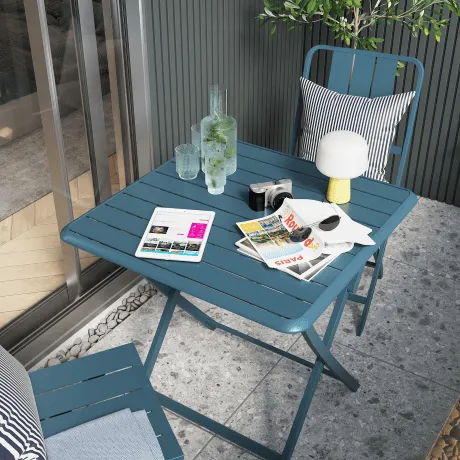 Mesa Plegable Idaho 2 puestos Azul Agata en Azul - Muebles para el exterior, Uruguay | Naterial Uruguay