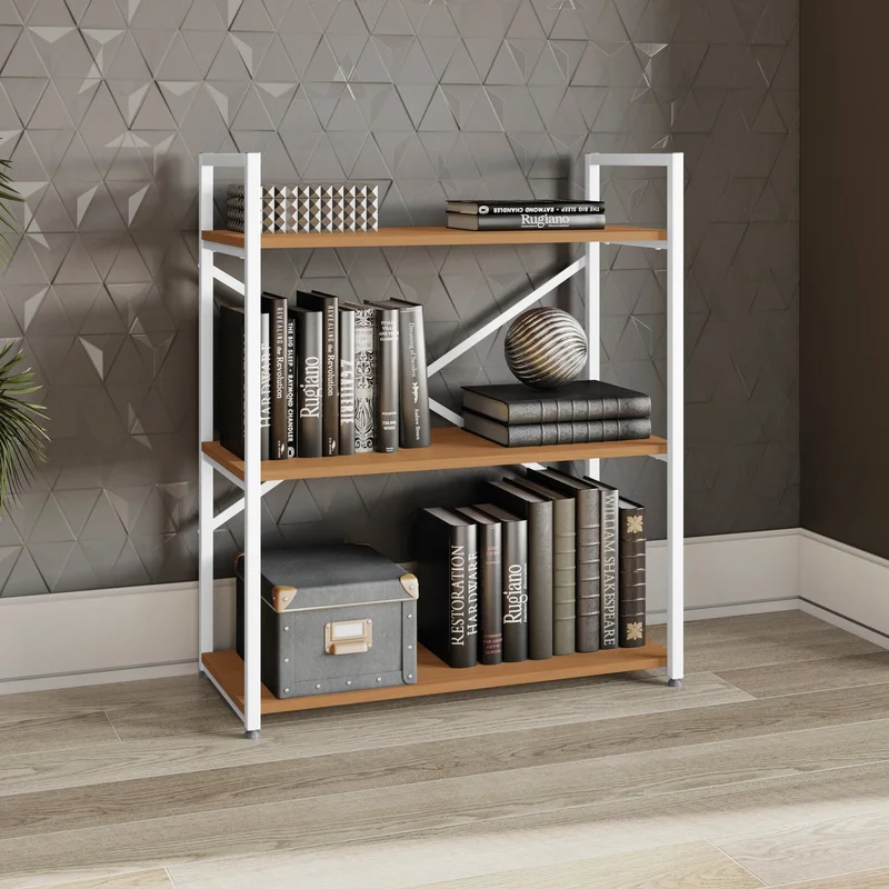 ESTANTERIA BAJA CON 3 ESTANTES LINEA INDUSTRIAL HIERRO en Madera natural - Bibliotecas, Uruguay | Balton, vista 5