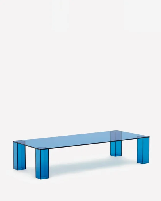 Mesa de centro Adularia de cristal templado - azul 140 x 60 cm en Azul - Mesas de living, Uruguay | Kavehome