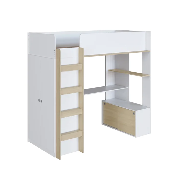 Cama Olivia – Ropero y Escritorio – Blanco en Blanco - Dormitorio, Uruguay | RM Muebles y Deco, vista 4