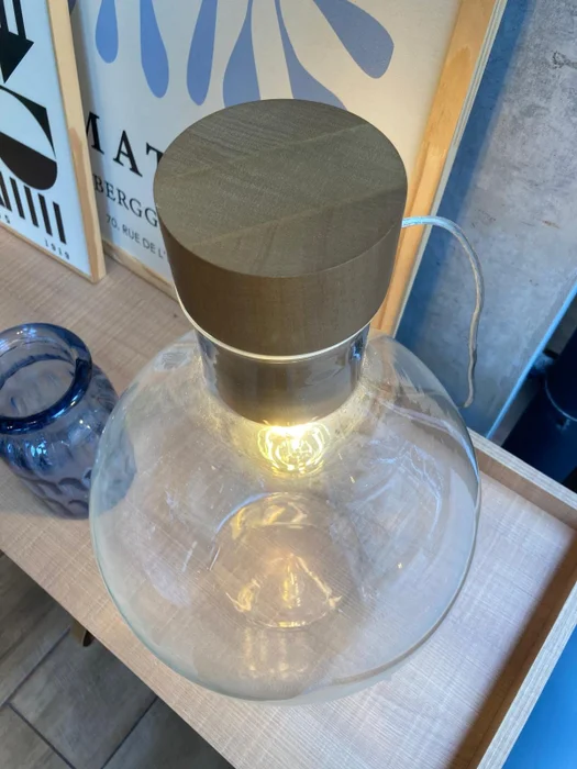 Lámpara de Mesa Botellón de Vidrio Tradicional – Mediano en Madera natural - Lámparas de mesa, Uruguay | Berna Home, vista 5
