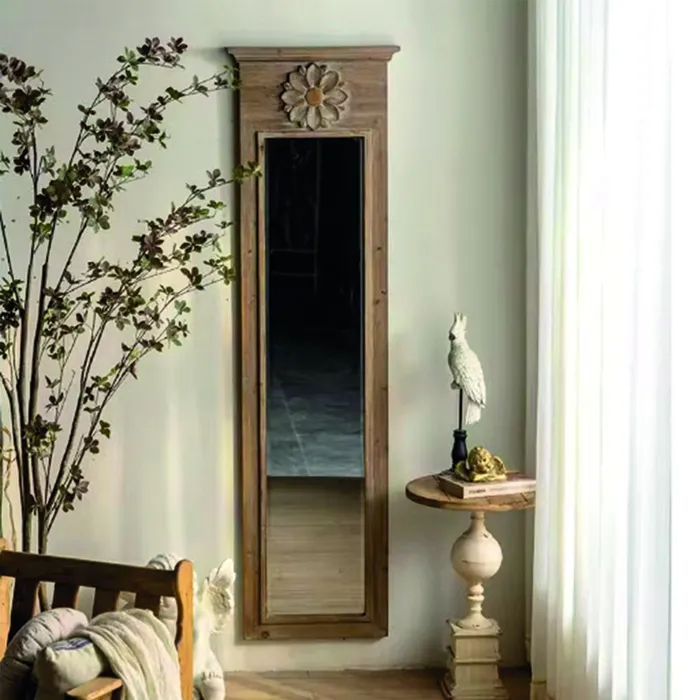 Espejo estilo frances alto en Madera natural, Uruguay | Decotech