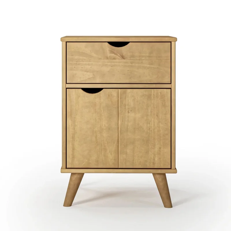 Mesa de luz 1 Cajón 1 Puerta - Linea Berlín - Marrón en Madera natural - Mesas de luz, Uruguay | Ecowood, vista 3