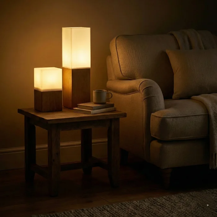 Lámpara de Mesa Block Duo en Madera natural - Lámparas de mesa, Uruguay | La Perla, vista 4