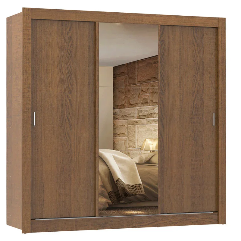 Ropero Placard Matrimonial Monaco 170CM con 1 Espejos 3 Puertas Corred en Marrón - Roperos y placares, Uruguay | Balton, vista 5