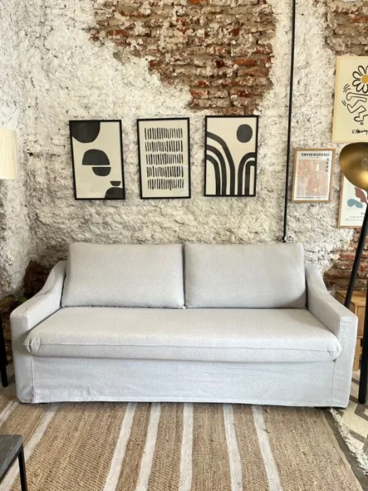 Sofá Manchester con Funda Desmontable 3 Cuerpos (205cm) – Gris Claro en Gris - Sillones y sofás, Uruguay | Berna Home, vista 4