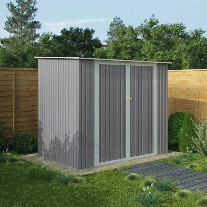 Galpon de Jardín Metalico Puerta Doble - 222x149x194 cm en Gris - Muebles para el exterior, Uruguay | Rústico Hogar, vista 2