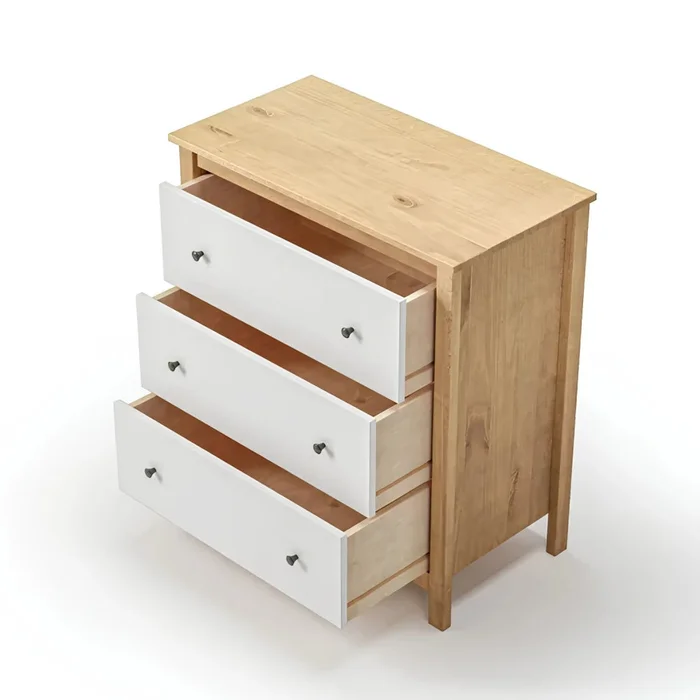 Cómoda 3 Cajones - Línea Maden - Blanco en Blanco - Cómodas, Uruguay | Ecowood, vista 3