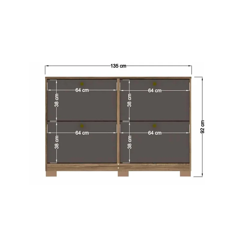 Comoda Zapatera Dormitorio 4 Puertas Con Patas en JATOBA/GRAFITO - Cómodas, Uruguay | Soy Hogar, vista 4
