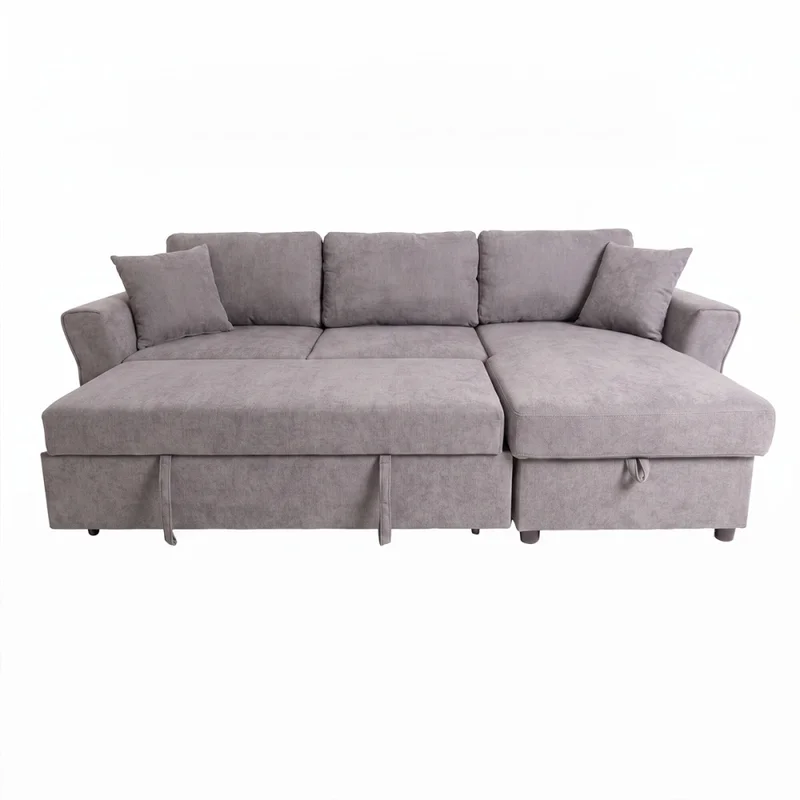 Sofá Cama Chaise/baúl Tela Gris Bristol en Gris - Sillones y sofás, Uruguay | Divino, vista 6