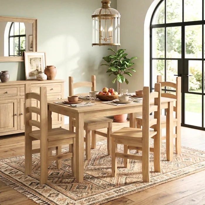 Juego De Comedor 4 Sillas - Corona - Madera - Natural en Madera natural - Mesas de comedor, Uruguay | Rústico Hogar