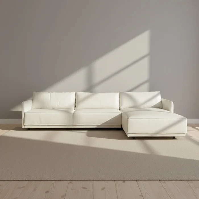 Sillón C/chaise Cuero-100-natural Blanco Romeo Tp2 Grano en Blanco - Sillones y sofás, Uruguay | Divino