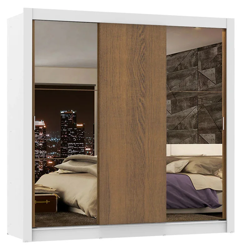 Ropero Placard Matrimonial Monaco 170CM con 2 Espejos 3 Puertas Corredizas en Negro/Rustico - Roperos y placares, Uruguay | Balton, vista 11