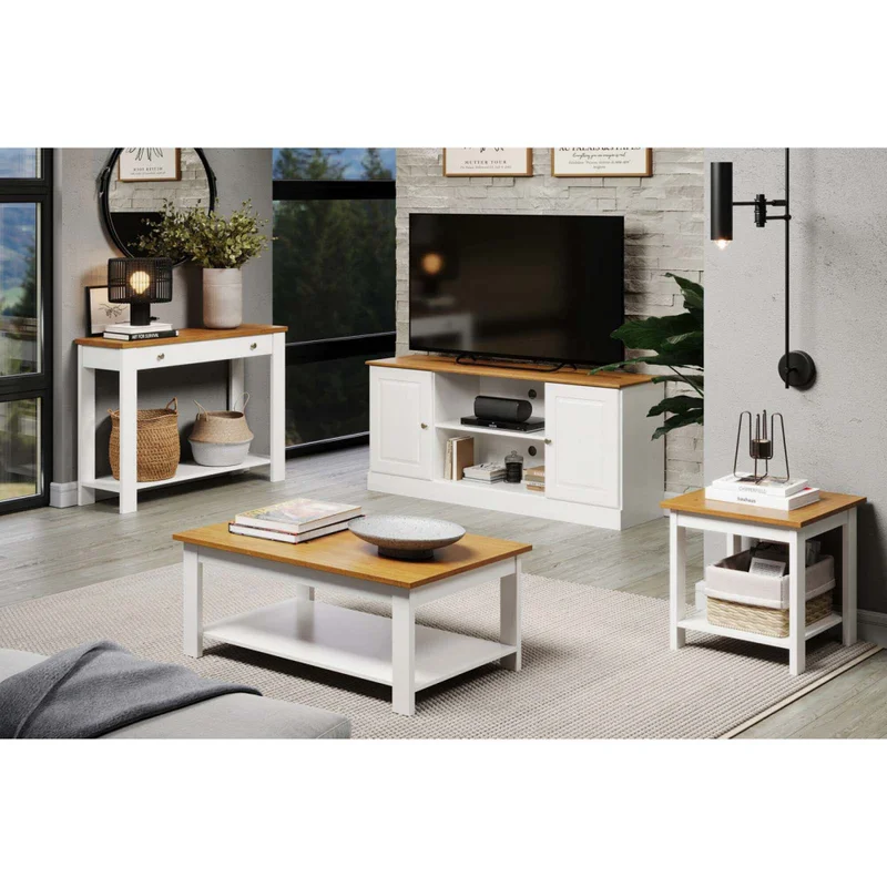 Mesa Ratona Central Madera Blanco Agata Bco/nat en Multicolor - Mesas de living, Uruguay | Divino, vista 3
