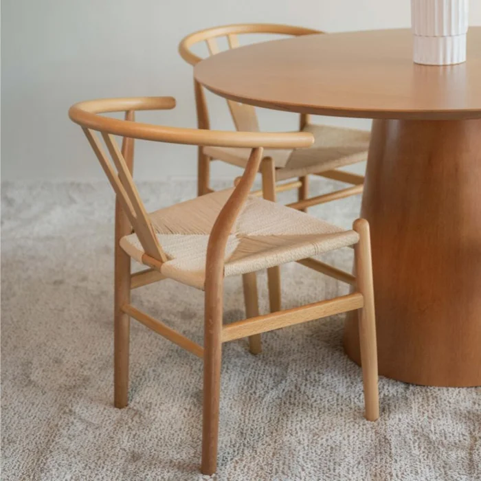 Silla Wishbone / Natural en Blanco - Sillas, Uruguay | Fábrica Italiana, vista 2