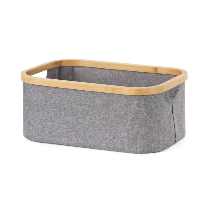 ORGANIZADOR BORDE MADERA 38X26X16CM EXT TELA GRIS en Gris - Canastos, Uruguay | Decohogar