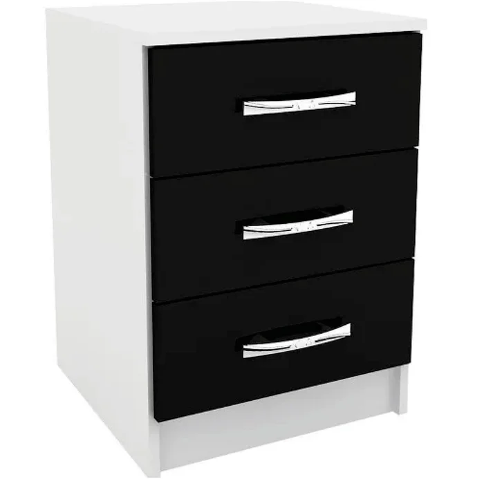 Mesa De Luz 3 Cajones Dormitorio demolicion Cp03D en Negro – Demolición – Blanco - Mesas de luz, Uruguay | Muebles Express, vista 2
