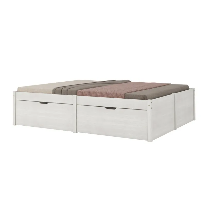 Cama Madera Maciza Con Cajones - 2 plazas - Linea Beauty - Blanco en Blanco - Dormitorio, Uruguay | Rústico Hogar