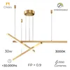 Colgante Led lineal 3 barras 30W Dimerizable - DORADA en Dorado - Lámparas colgantes, Uruguay | Iluminica, vista 3 de 6